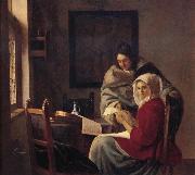 Johannes Vermeer Girl interrupted at her music USA oil painting artist